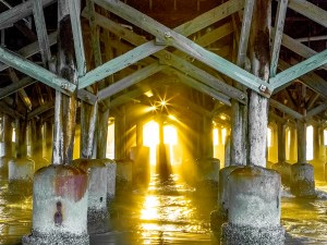 photo under the Daytona Beach Pier at Sunrise